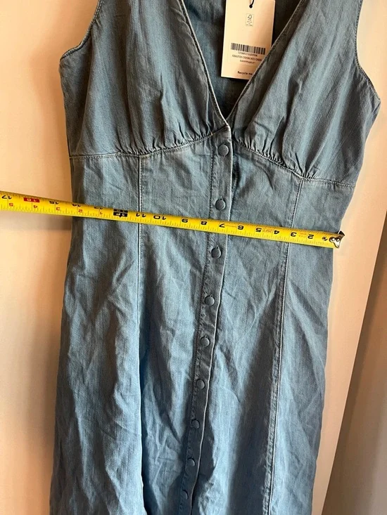 Reformation Sebastien Denim Midi Dress Size 8 NWT - Picture 12 of 16